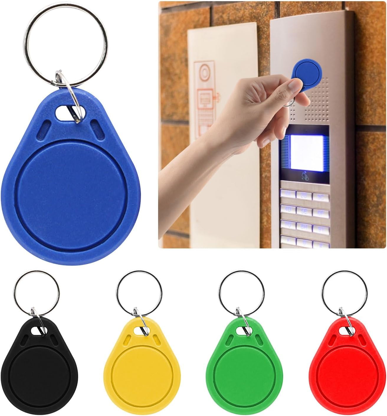 125Khz Writable RFID Proximity Keyfobs, 50 PCS Proximity ID Card Key Changeable Keyfobs Token Tag Writable Token Proximity ID Access Control Key Fob Tags Card for Door Access Control (Black)