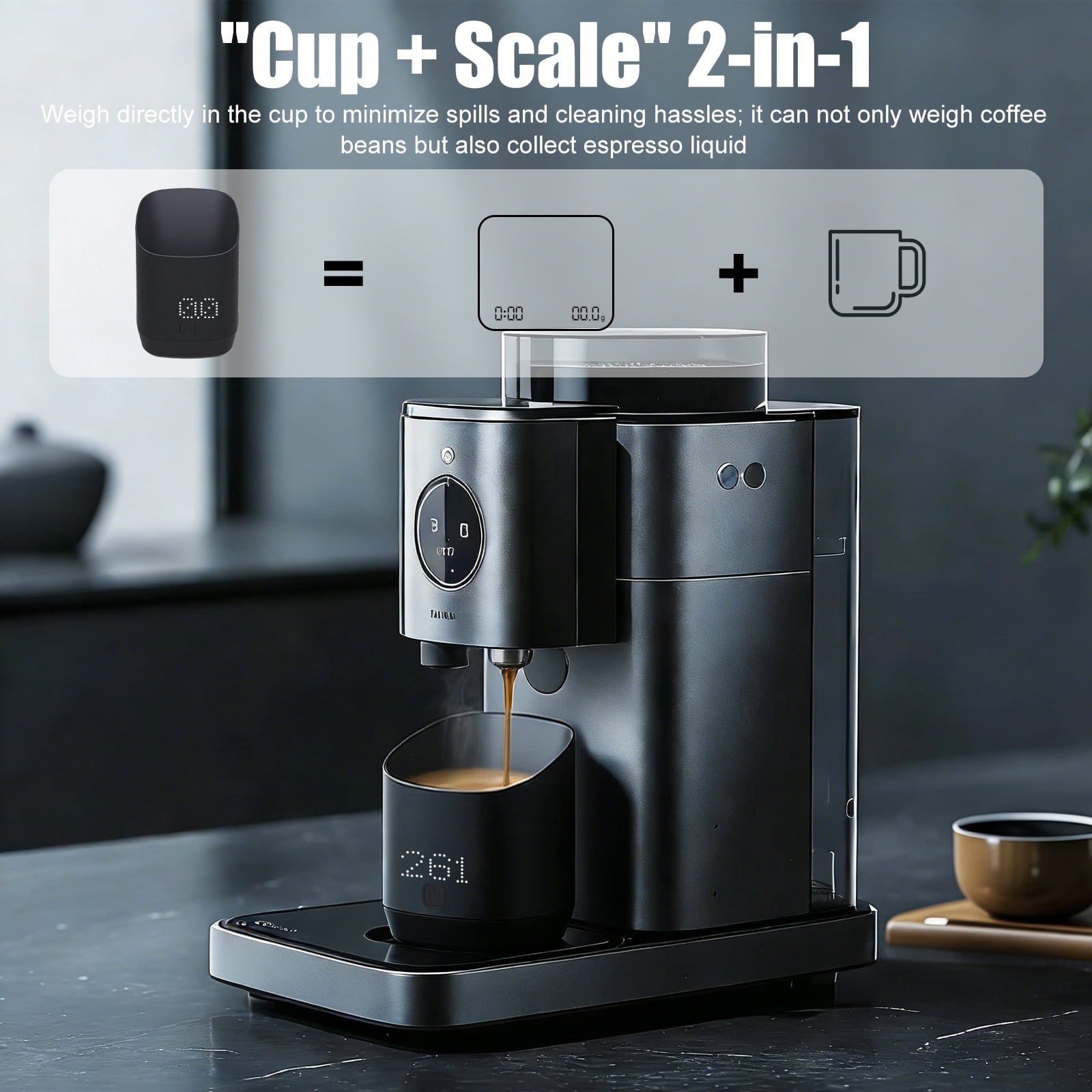 B-Qtech USB-C Charging High-Precision 0.1g 2-in-1 Waterproof Food-Safe LED Display Kitchen Scales