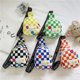 thumbnail image 2 of Bolso de moda para niños y niñas, bandolera pequeña, riñonera para niños, bolso de viaje ligero con entramado de ajedrez, 2 of 6