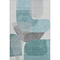 thumbnail image 2 of Addison Rugs Mayfield Premium Machine Washable Transitional Blocks Teal Rectangle Rug, 10' X 14' Machine Washable Transitional Blocks Teal Oversized Sherpa Throw Blanket, 2 of 6
