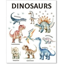 1 Pc Cartoon Dinosaur Print Wall Poster Study Learing Wall Chart Educational Dinosaur Poster Classroom Decor for Kindergarten Early Years Nursery School 28x35cm/11x13.7" colorful DIY