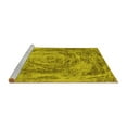 thumbnail image 2 of Ahgly Company Machine Washable Indoor Round Abstract Yellow Modern Area Rugs, 5' Round, 2 of 4