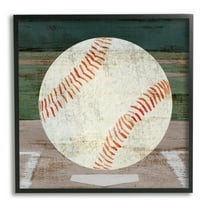 Stupell Industries Rustic Baseball on Field Abstract Painting Black Framed Art Print Wall Art, 24 x 24