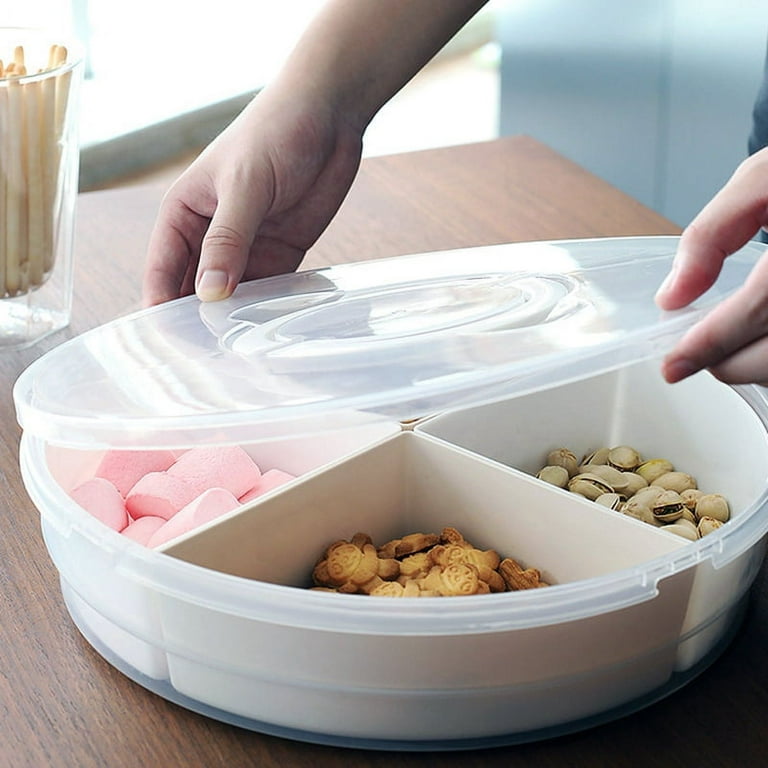 4-Compartment Vegetable Tray Snack Storage Box with Lid Fruit Bowl with Lid