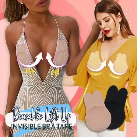 2 Pair Adhesive Bra Strapless Sticky Invisible Push up Silicone Bra for Backless Dress with Nipple Covers