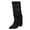 Black, variant on Women Wide Calf Fold Over Tall Boots, Pointed Toe Chunky Block Heel Slouchy Long Boots with Side Zipper for Autumn Winter Daily Dress‑up