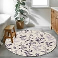thumbnail image 3 of Purple Pink Botanical Round Area Rug 4Ft Washable Circle Rugs for Bedroom Dining Room, Rustic Country Spring Floral Summer Leaf Non-Slip Carpet Floor Mats Indoor Outdoor Carpet Runner Home Decor, 3 of 8