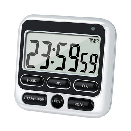 Kitchen Timer with Loud Alarm Clock, Large LCD Screen, Adjustable Volume, Magnetic Back & Stand, Battery Powered for Cooking, Baking, and Exercises