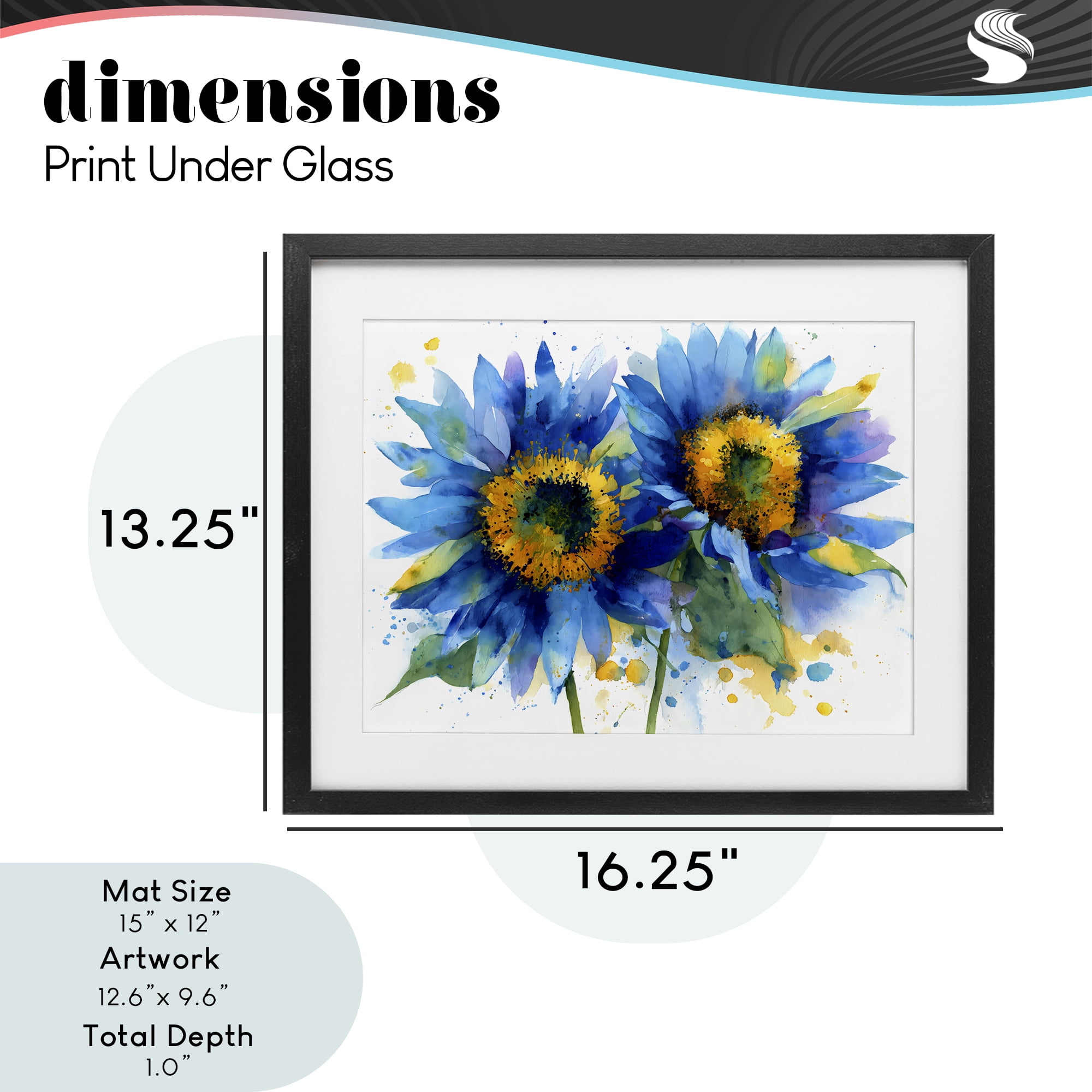 Stupell Industries Blue Sunflowers Bouquet Black Framed Print Under Glass, design by Franklyn Gregory