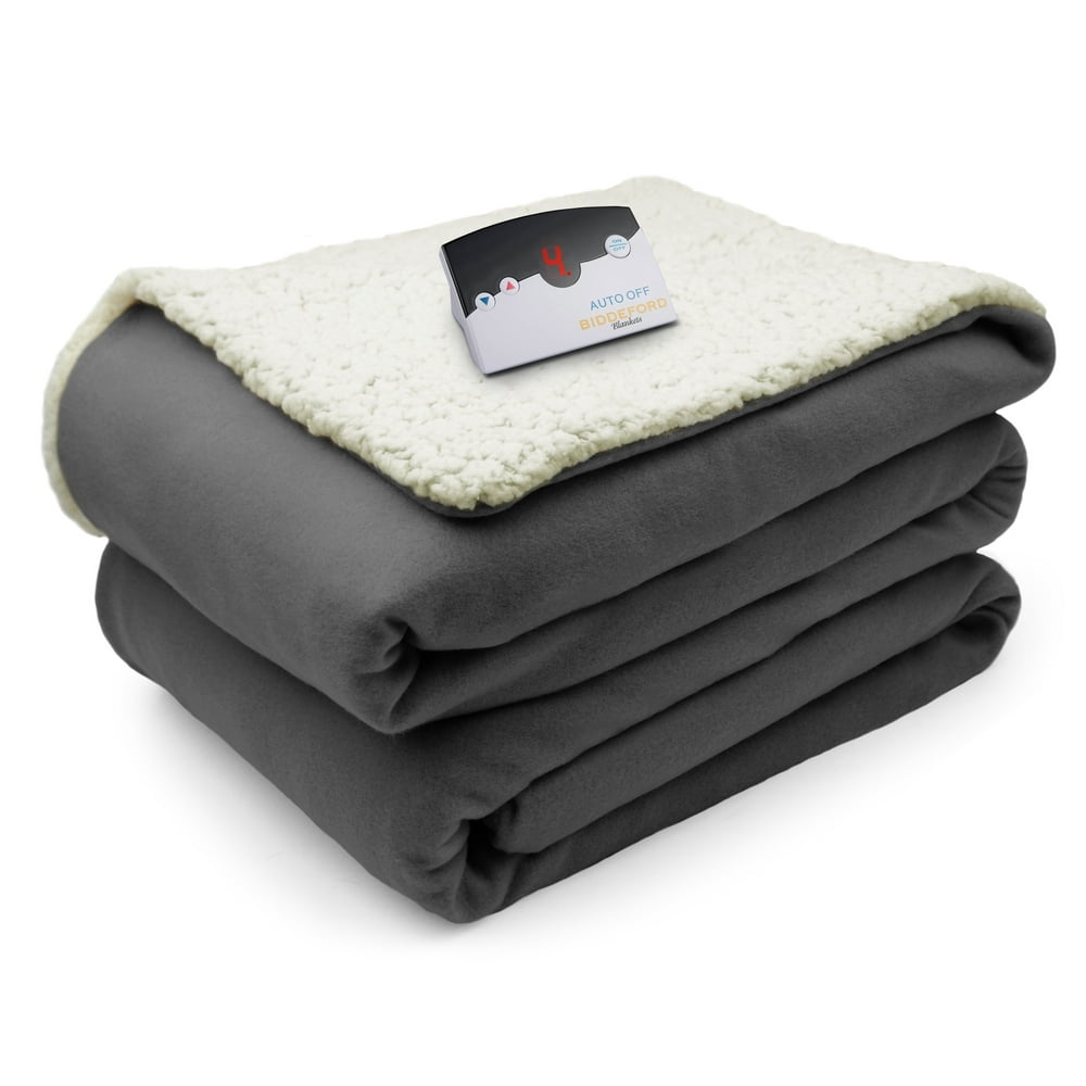 Biddeford Comfort Knit Sherpa Electric Heated Blanket