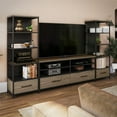 thumbnail image 3 of Meuble audio Structure d’Ameriwood Home, placage en bois de chêne sterling, métal et verre noirs, 3 of 9