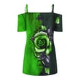 thumbnail image 5 of JINMGG Womens Plus Size Clearance $5 Women Pirnt V-neck Short Sleeve Strapless T Shirt Polluver Blouse Tank Tops Green XL, 5 of 5