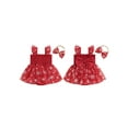 thumbnail image 2 of Miaouyo Infant Baby Girl Christmas Outfit 0 3 6 9 12 18 Months Sleeveless Stars Bows Tulle Patchwork Romper Dress with Hairband, 2 of 9