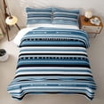 thumbnail image 2 of jejeloiu Coastal Striped Twin Quilt Set For Men Women,Calm Aztec Twin Coverlet Set,Blue Black,2pcs, 2 of 7