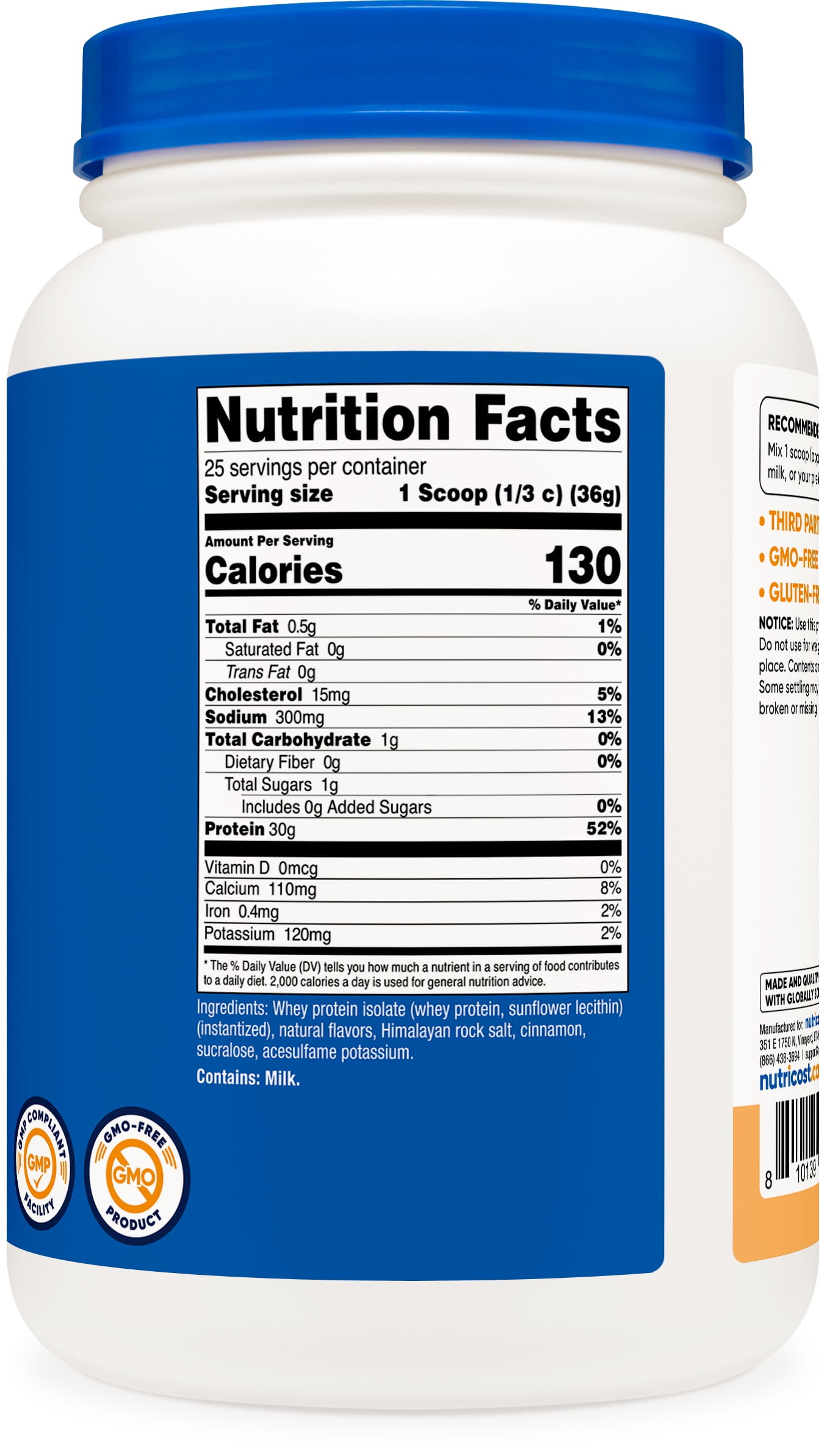 Nutricost Whey Protein Isolate 2 LB Churro Flavored - Non-GMO, Gluten-Free