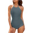 thumbnail image 2 of 2025 New Swimsuits!ChaoHeng Swimsuit for Women Clearance under $5 Women Contrast Color Round Neck Surfing Swimsuit Surf Swimsuit, 2 of 8