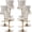 Beige, Golden Base, variant on Orange Velvet Bar Stools Set of 6 - Adjustable Swivel Counter Height Chairs with Tufted Back and Nailhead Trim for Kitchen Island (Orange, Matte Metal, 6 Pcs)
