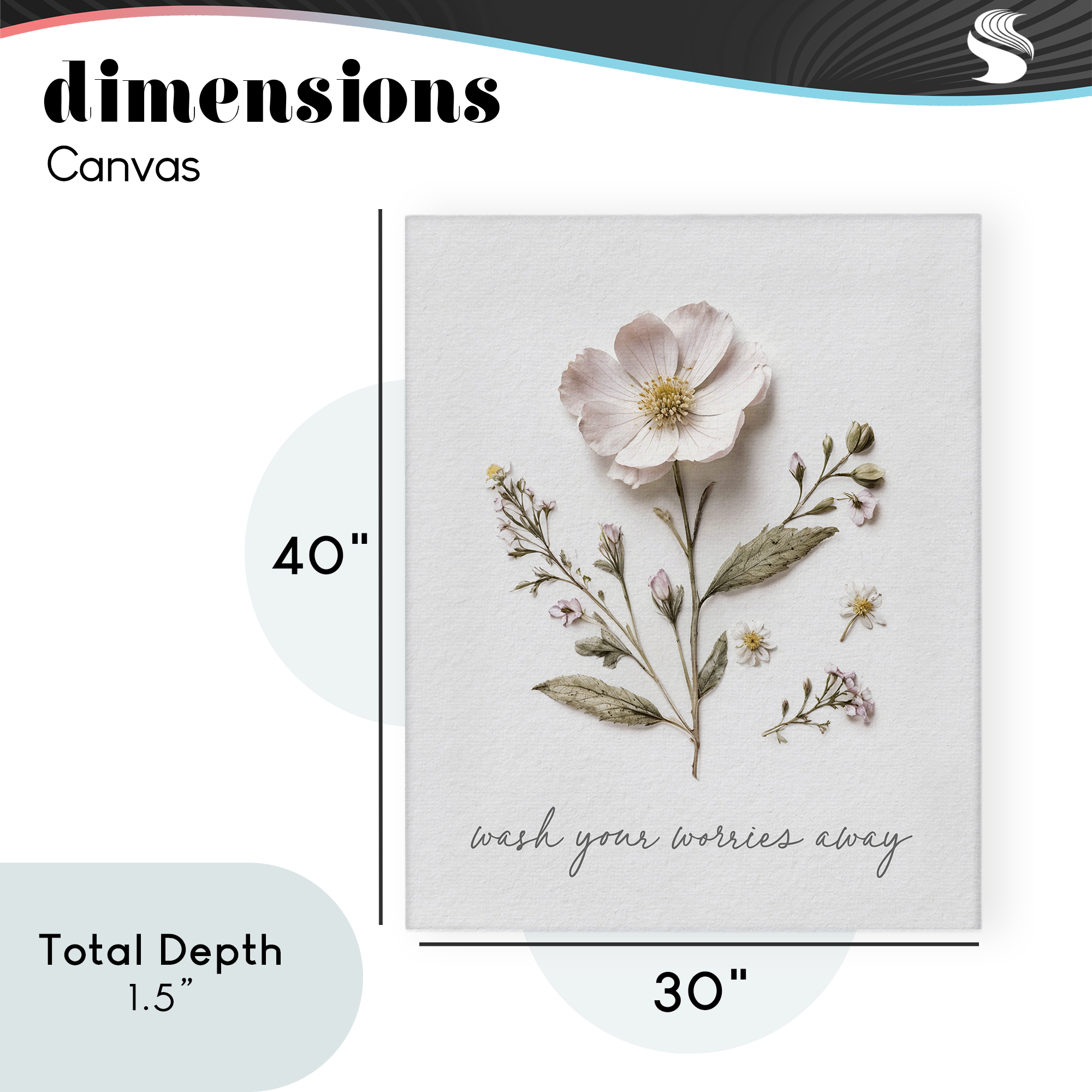 Pressed Flower Wash Worries Away Canvas Wall Art, design by Lettered and Lined