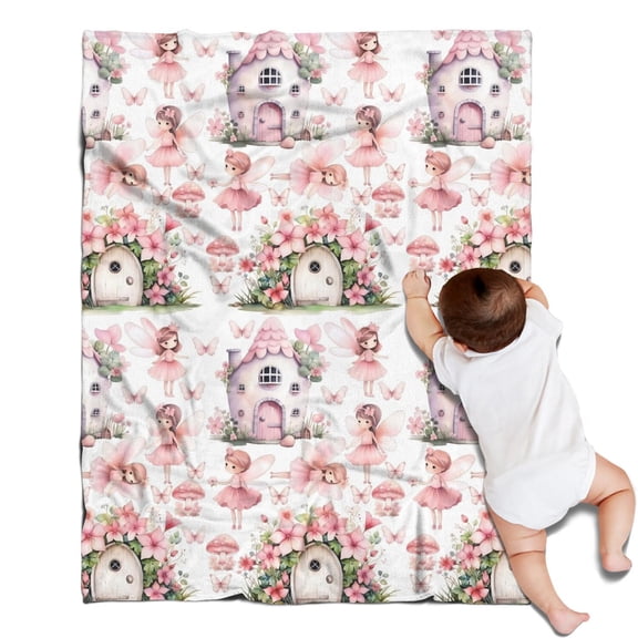 Fairy Princess Mushroom Pattern Blanket,Comfortable Soft Flannel Throw Blanket,All Season,Warm Lightweight Blankets for Sofa Bed Couch Living Room Chair,30"x40"