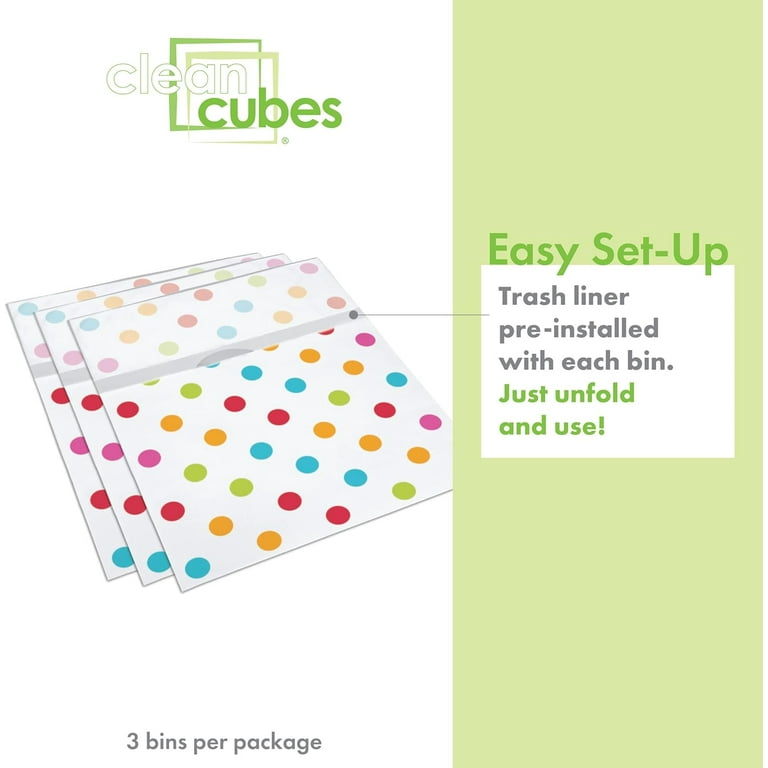 Clean Cubes 13 Gallon Disposable Trash Cans (3-Pack / Reusable / Snowflake)  