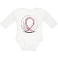 thumbnail image 3 of Inktastic Pink Breast Cancer Ribbon Baseball Boys or Girls Long Sleeve Baby Bodysuit, 3 of 5
