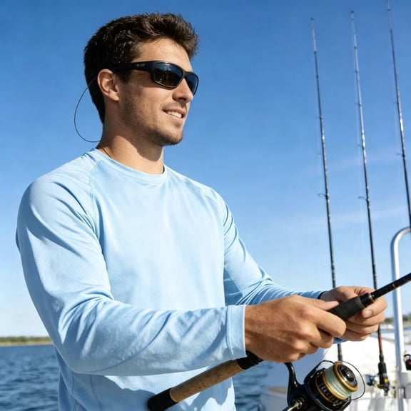 PAKUSISUP Men's Long Sleeve Fishing Shirts UPF 50+ | Quick-Dry Sun Protection Shirts (Lightweight, 100% Polyester)