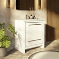 thumbnail image 2 of Lafarre 30 in W White Bath Vanity, Cultured Marble Top, Chrome Faucet Set and 28 in Mirror, 2 of 9