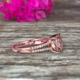 thumbnail image 2 of Cushion Cut 1.25 Carat Morganite Engagement Ring Promise Ring 10k Rose Gold Stacking Band Art Deco Anniversary Gift, 2 of 8