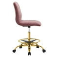 thumbnail image 3 of Modway Ripple Armless Performance Velvet Drafting Chair in Gold Dusty Rose, 3 of 9