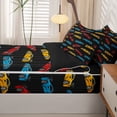 thumbnail image 5 of Manfei Colorful Race Car Zipper Twin Comforter Sets with Fitted Sheet and 2 Pillowcases,Classic Kid Art Zipper Bedding Set,Black,Black Reversible,4pcs, 5 of 8