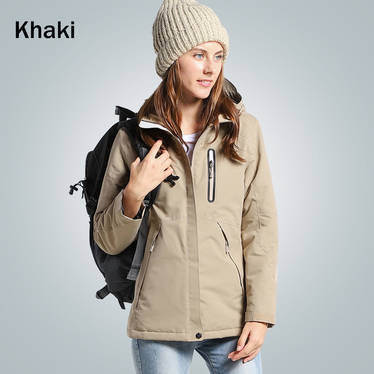 GenericMen Down Jacket Hoodie Front Zip Winter Outdoor Casual Jacket