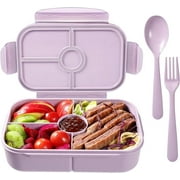 Kids Bento Lunch Box with 4 Compartments - Microwave Safe (Light Purple)