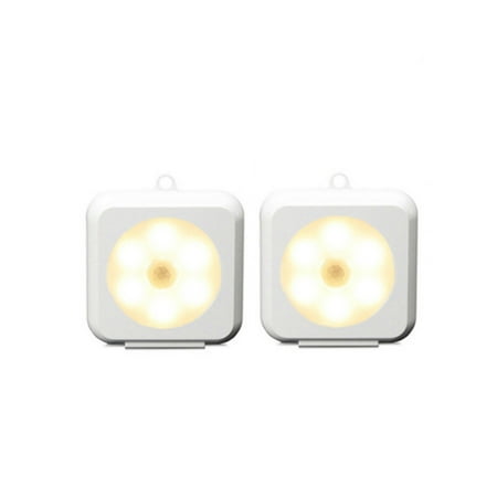 

NUOLUX 2 Pcs Square LED Light Warm Light Intelligent Sensor Light Human Body Infrared Bedroom Bedside Cabinet Induction Light Emergency Light Wall Cabinet Night Light without Battery (Warm)