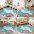 thumbnail image 4 of Round Rugs 3Ft, Turquoise Grey Sunflowers Round Area Rug Washable Indoor Throw Carpet, Boho Rustic Floral Vintage Blossom Small Non Slip Circle Rug for Bedroom Living Room Home Decor Aesthetic, 4 of 8