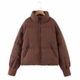 thumbnail image 1 of Chaqueta de algodón cálida y sencilla con cuello alto, informal, urbana y versátil para mujer, 1 of 6