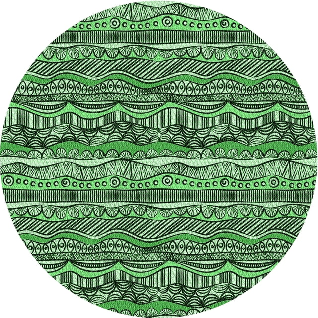 Ahgly Company Tapis Rond Lavable en Machine Intérieur Transitionnel Vert Forêt Foncé, 5 Pieds Rond