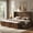 Walnut, variant on ANPOO Queen Size Fluted Wood Platform Bed Frame with 4 Storage Drawers, Tall Curved Headboard, Solid Slat Support, No Box Spring Needed, 1000LBS Weight Capacity, Natural Finish