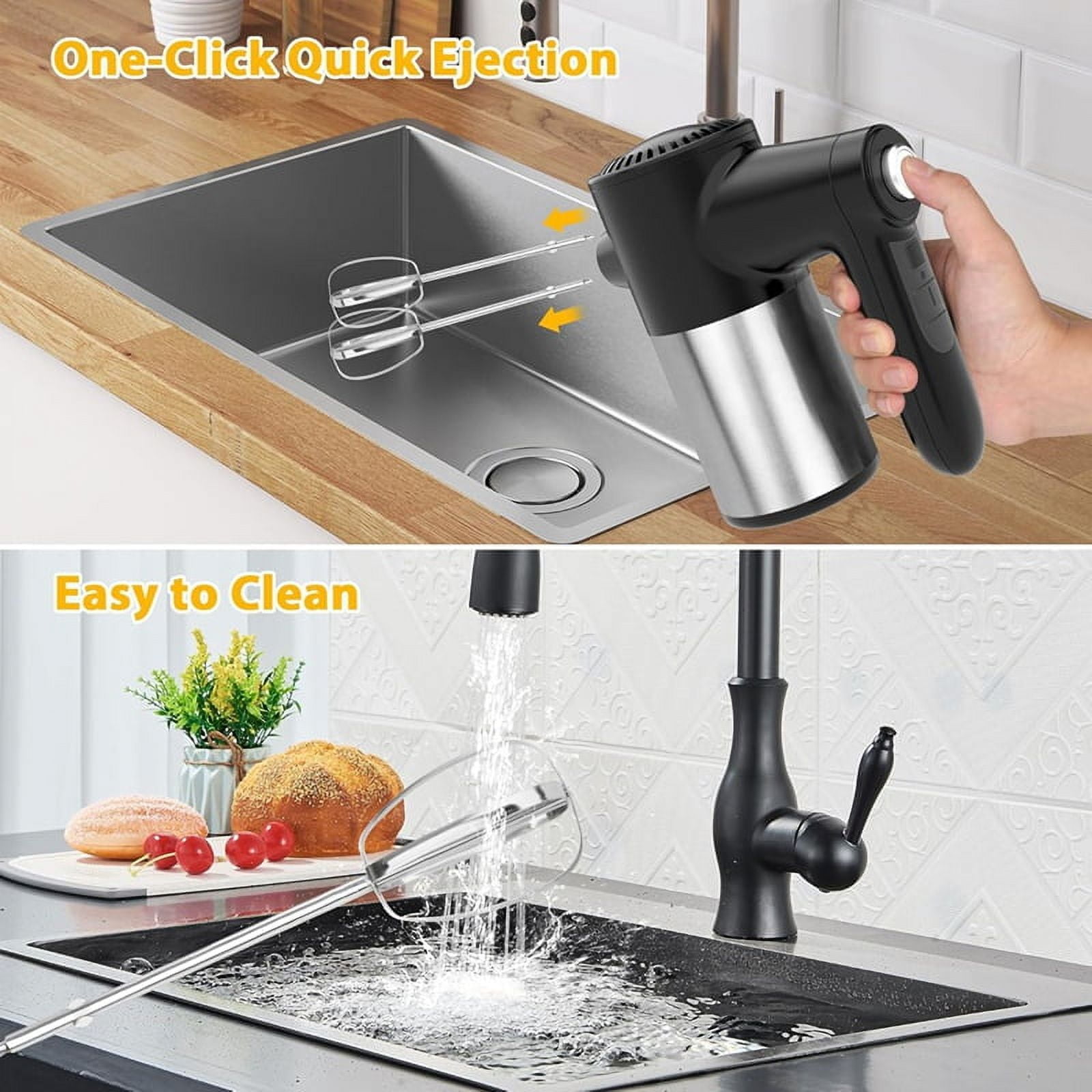 Cordless Hand Mixer,Digital Display 7 Speed Rechargeable Electric with 4 Stainless Steel Attachments,for Baking,Eggs