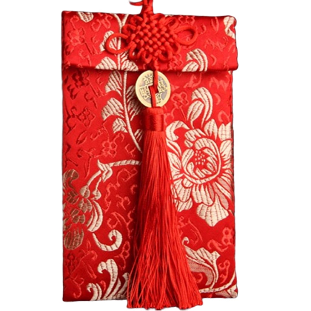 VEAREAR Exquisite Party Supplies,Brocade Tassel Chinese Style Lucky Money  Bag Red Envelope Happy New Year Pocket