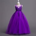 thumbnail image 4 of BRGZLK Flower Girl Maxi Dress Summer 2026 Solid Color Sleeveless Round Neck Tulle Dresses Wedding Guest Birthday Party Princess Gown Purple 9-10 Years, 4 of 5