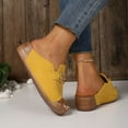 thumbnail image 5 of Yellow Women'S Open Toe Mules With Metallic Buckle Wedge Heel Thick Soles Comfortable Casual Summer Wear Slip On Lightweight Soft Fabric Upper Size 36, 5 of 9