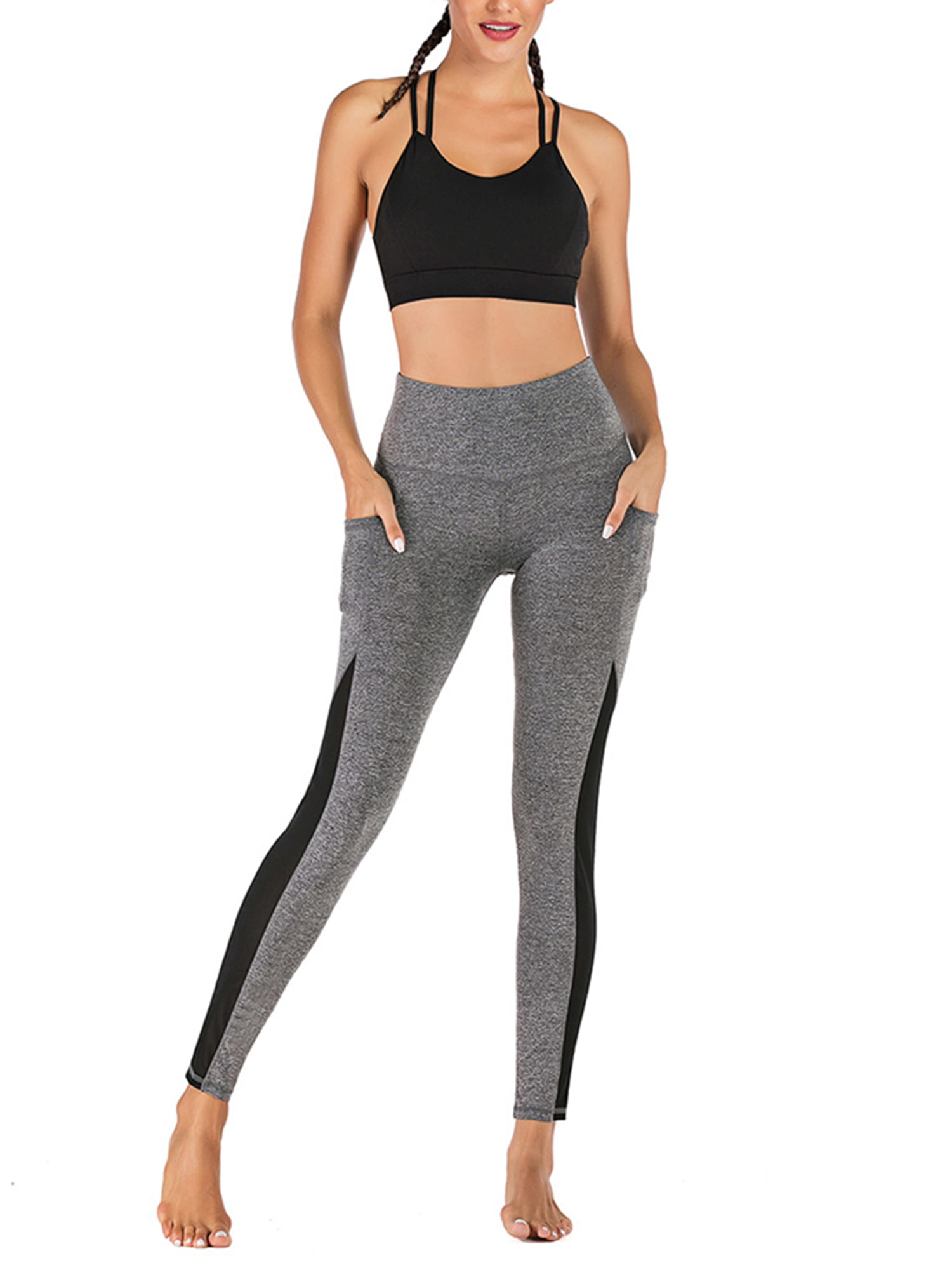 Women Capri Cropped Leggings Yoga Pants for Gym Fitness Workout Wear S M L XL