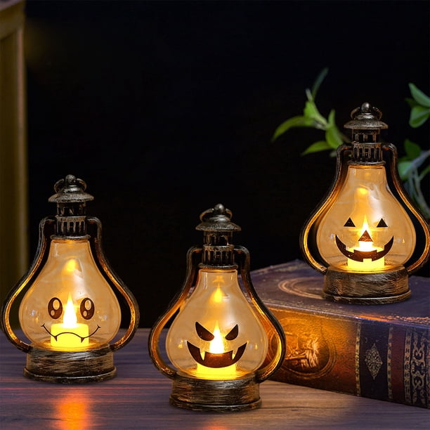 Linterna de Halloween, Decoración y Luz Led, Diseño Portátil, Perfectas Fiestas y Decoración Del Hogar, Atmósfera Espeluznante, Ideal para Eventos de Halloween, 6,9 X 10,8 X 15 Cm, Hongo En Pilas.