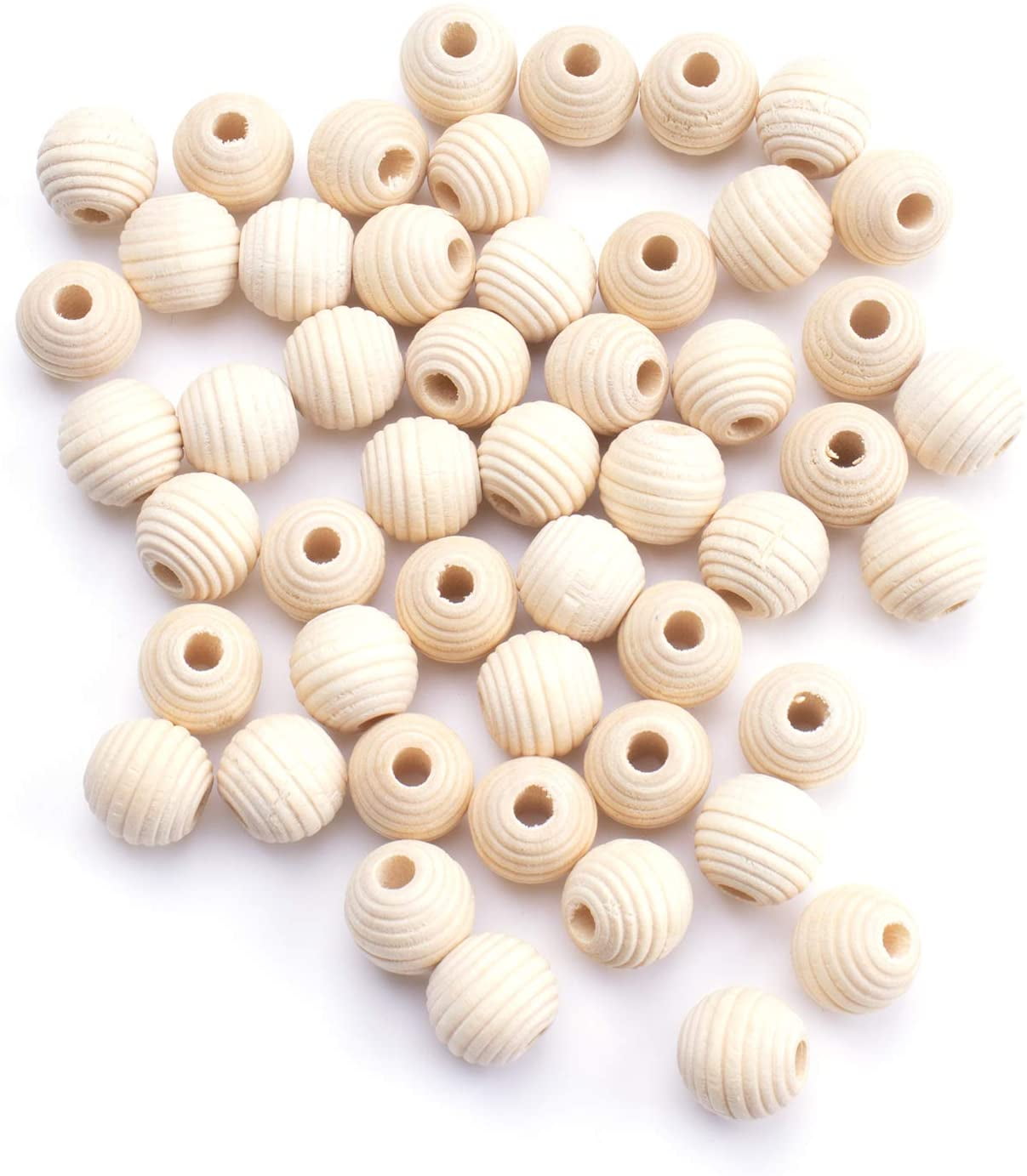 100PCS Wooden Beads Natural Wood Space Organic Unfinished Necklaces Making Craft 