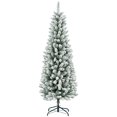 thumbnail image 1 of HOMCOM 6ft Flocked Pencil Artificial Christmas Tree with Steel Base, Green, 1 of 10