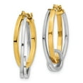 thumbnail image 2 of Real 14kt Two-tone Oval Hoops With Loop Ear; for Adults and Teens; for Women and Men, 2 of 3