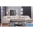 thumbnail image 5 of Celine Beige Chenille Fabric Sectional Chaise Cupholders Charging Ports, 5 of 13
