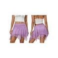thumbnail image 2 of LMLYSoH Womens Short Skirts Floral Lace Sheer Asymmetric Frill Hem Soft Lined Waist Ruched Mini Low Rise Skirts, 2 of 7