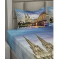 thumbnail image 2 of Ambesonne European Fitted & Top Sheet Set with Shams, Old Bridge and Rhine, Multicolor, 2 of 4