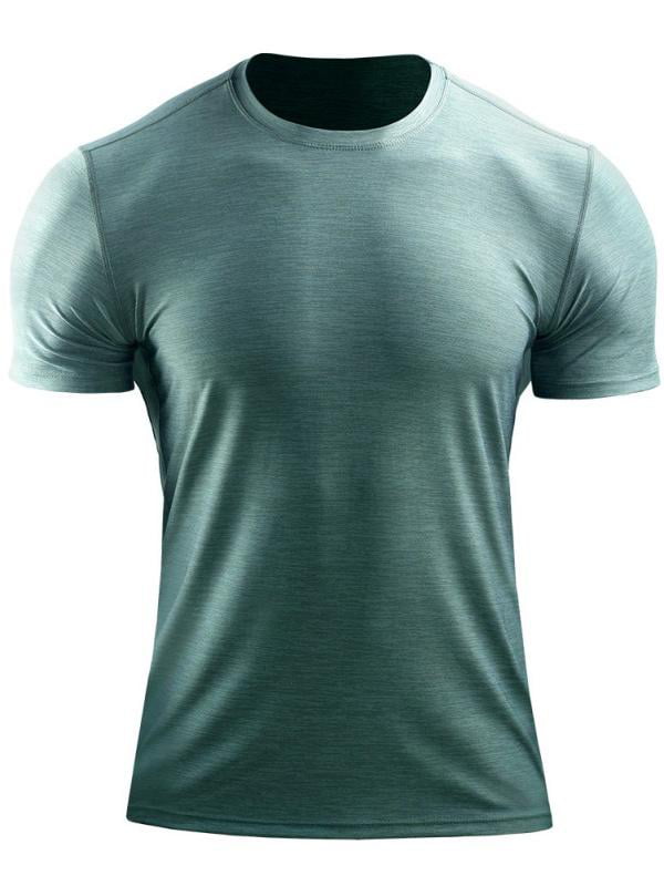 Mens Athletic Fitness T-shirt Compression Hiking Gym Training Tops Short Sleeved 